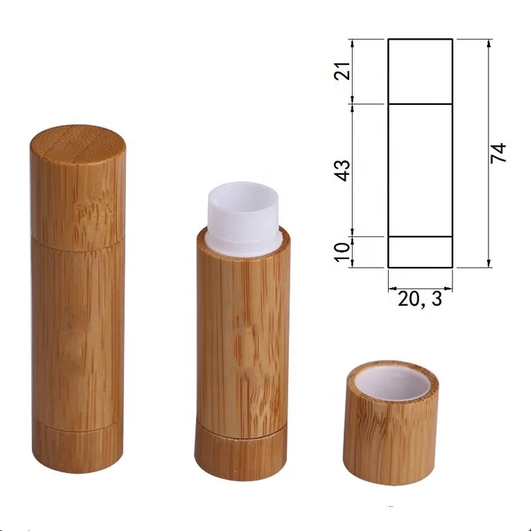 5ml Empty Cosmetic Lip Balm Container 5g Bamboo Wood Lipstick Tube