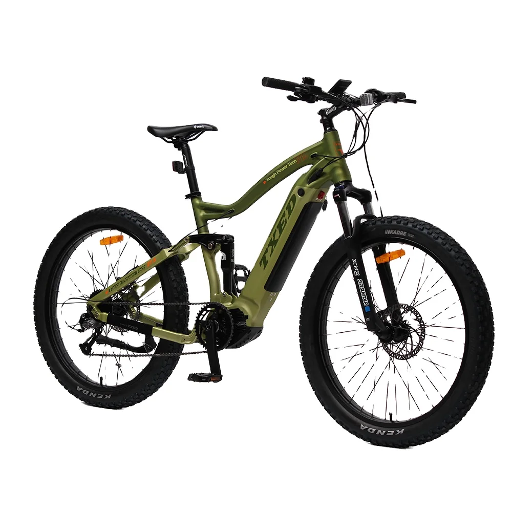 TXED 500W Mid Drive Electric Mountain Bike - Full Suspension