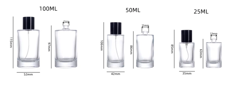 Custom Stock 50ml 100ml Luxury Empty Perfume Bottle Round Transparent ...