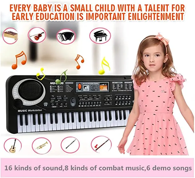 Многофункциональная портативная электрическая цифровая фортепианная клавиатура музыкальные инструменты игрушечная клавиатура пианино с микрофоном для детей