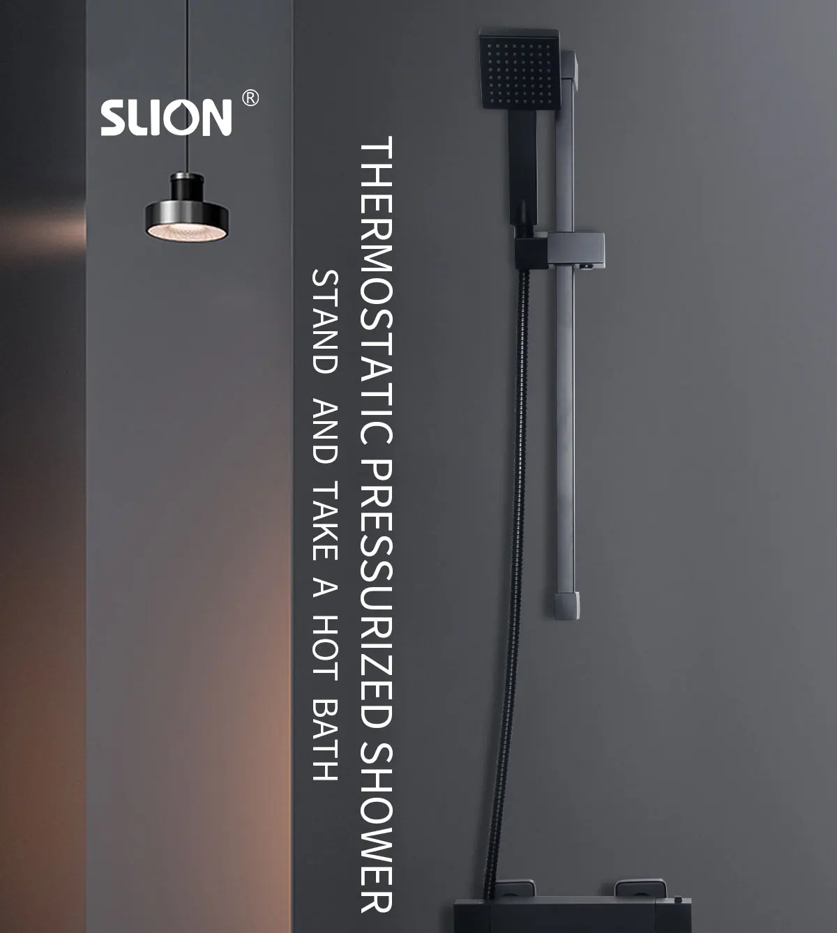 Modern Brass Square Single Function Bar Valve Shower  System - Black manufacture