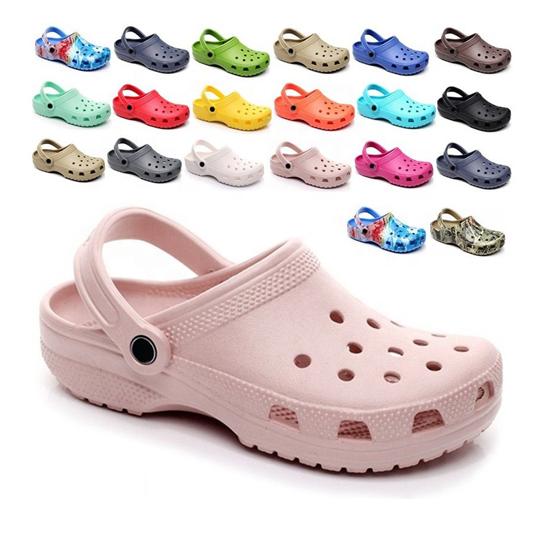 Оптовые поставщики, садовые сабо с логотипом на заказ, мужские и женские сабо из ПВХ на плоской подошве, Классические сабо для женщин