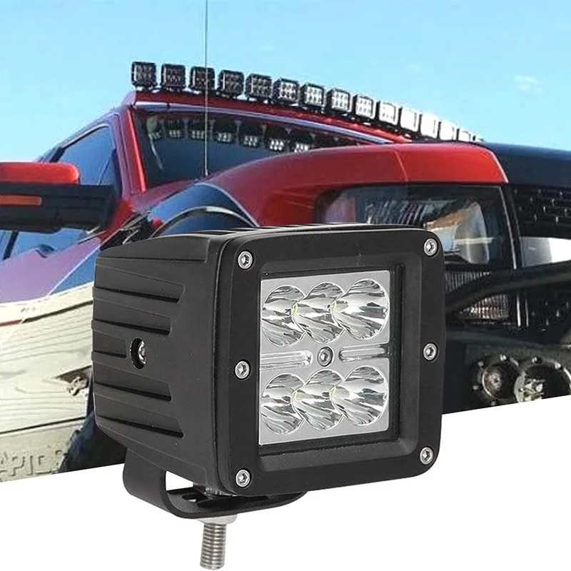 Rechilux Vehicle Led Work Lights 12v 24v 6 Lights Off Road 4 Inch 18w