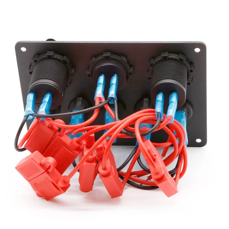 5 Gang LED Rocker Switch Panel Voltmeter Blue Socket Rocker Switch Car Boat Marine USB Switch with Inline Fuse Box
