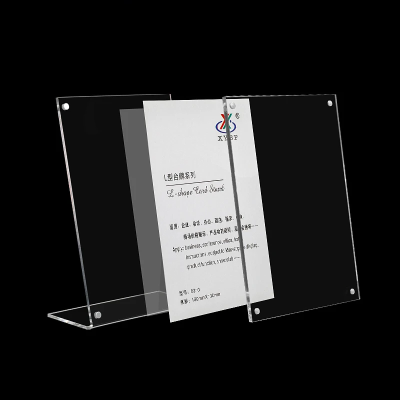 A4 Clear Acrylic Vertical L Shape Desktop Slanted Back Acrylic Landscape Portrait Sign Holder supplier