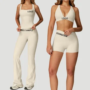 Custom Gym Bra and Leggings High Quality Luxury Outfit Wear 4 Piece Pants Sport Fitness Women Yoga Sets for Women with logo