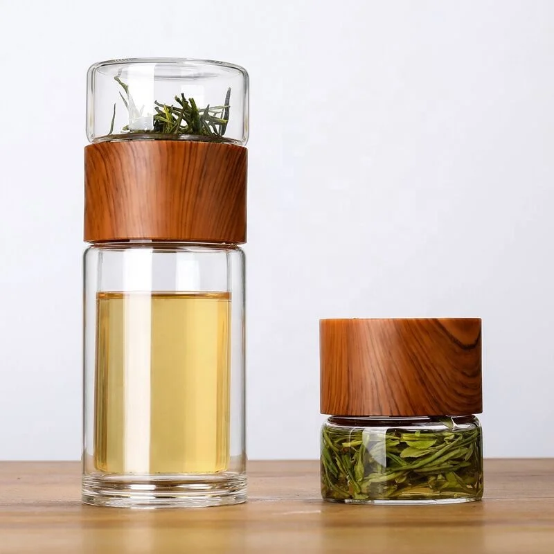 CHUFENG Tea Master Glass Water Bottle Double Wall Vacuum Cup Separation  Office Tea Bottle With Strainer