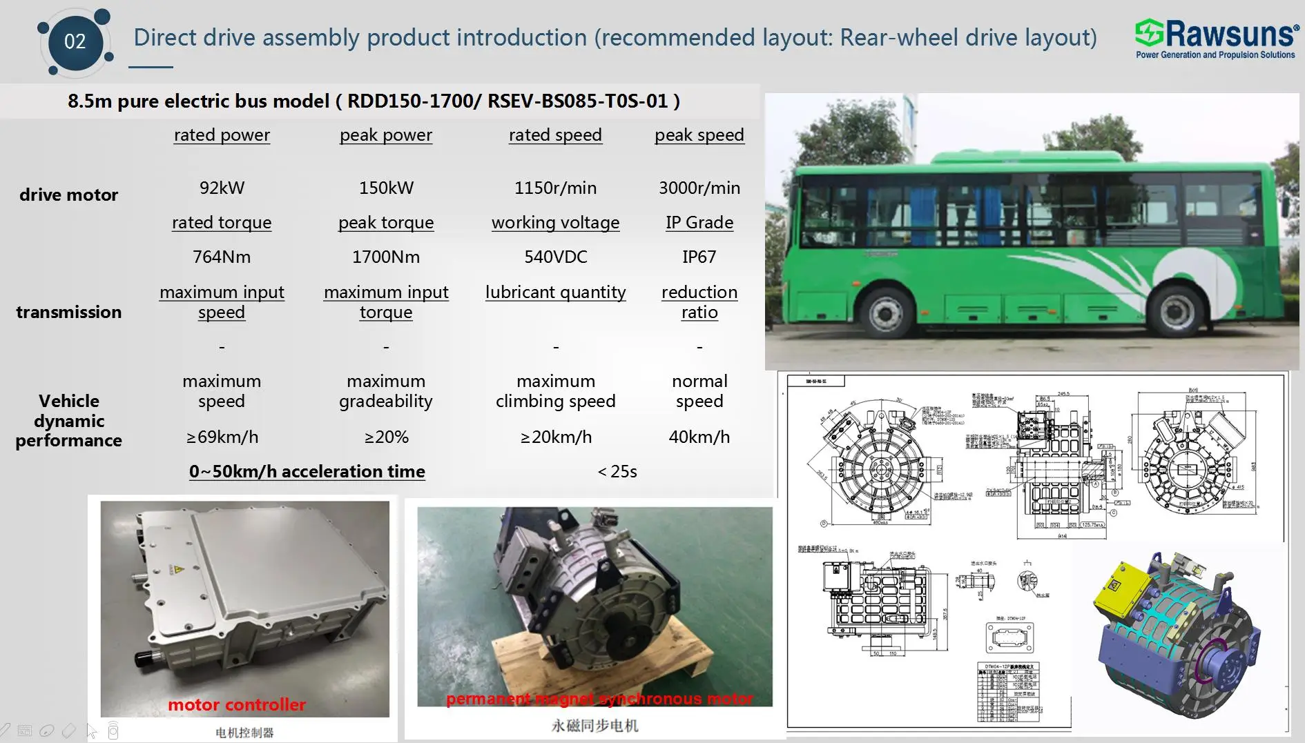 Rawsun Ev Electric Car Conversion Kit Complete Set 90kw 268nm Rad2422