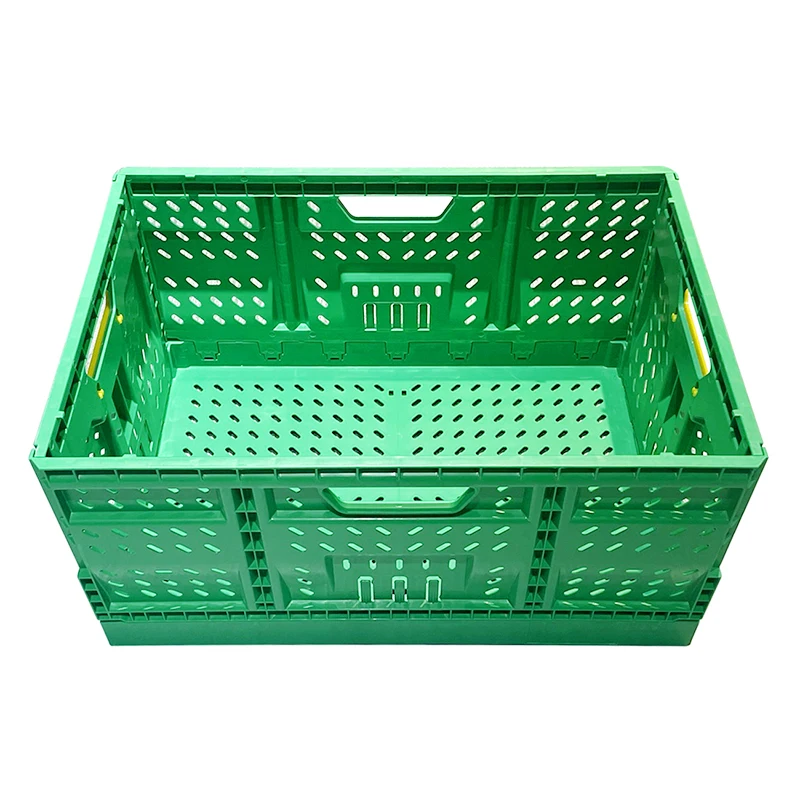 High-quality Green Mesh Storage Folding Box Agriculture Plastic Vented Foldable Crate for Vegetable and Fruit