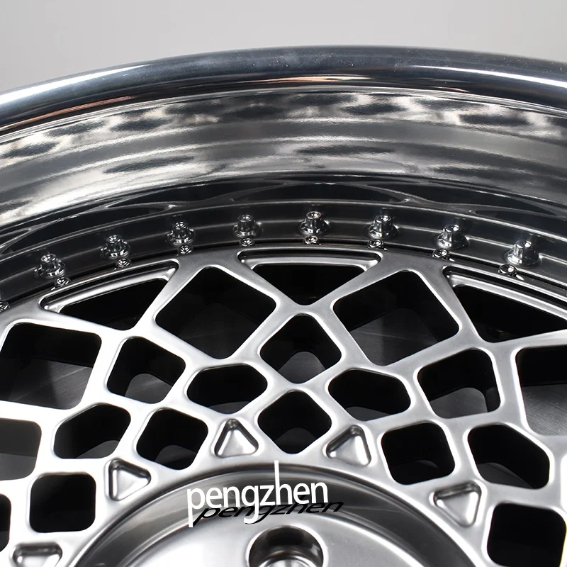 PENGZHEN Mesh Design Custom Hyper Black Deep Dish 2 Piece Forged Wheel for Any Car