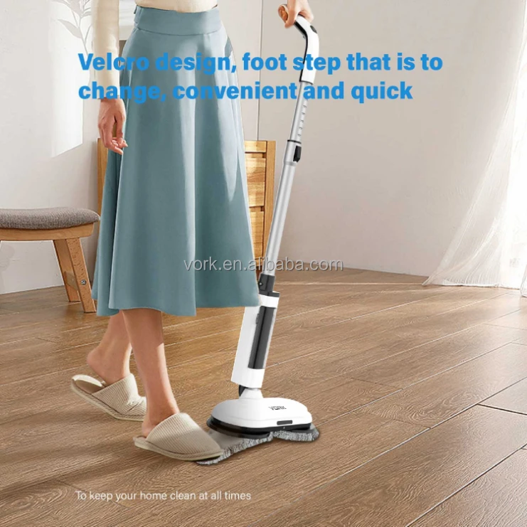 Cordless Electric Spin Mop 300ml Water Tank Dual-Motor Floor Cleaner Machine 2600mAh Battery Detachable Head for Household