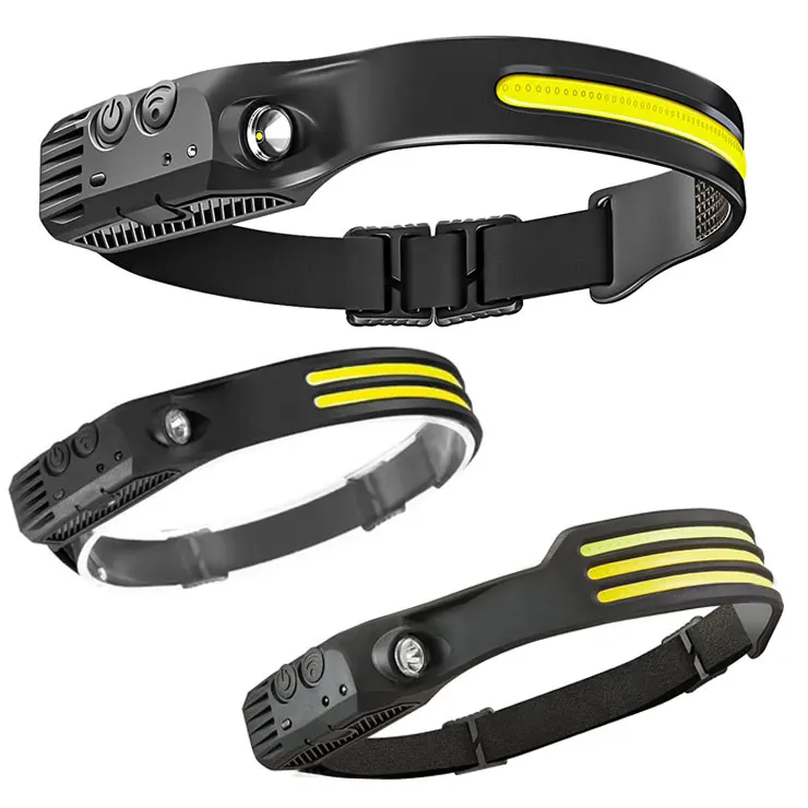 230 Wide Beam Headlamp Flashlight Illumination sensor Waterproof Silicon COB LED Rechargeable Headlamp bar