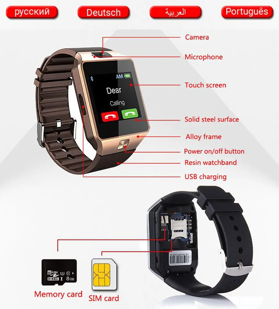 2019 New Bluetooth Smart Watch DZ09 Smartwatch TF SIM Camera Men Women Sport Wristwatch for Samsung Huawei Xiaomi Android Phone