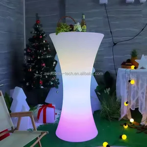 Hot Sale Wireless Rechargeable Led Lighting Cocktail Coffee Table Slim Waist Design Bar Table
