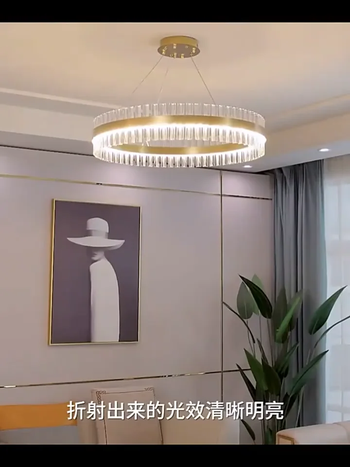 Modern Luxury Gold Led Crystal Chandelier Nordic Living Room Bedroom ...