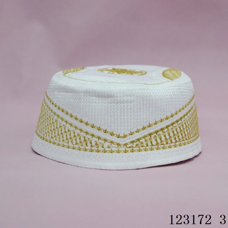New Style Prayer Exquisite Gold Thread Full Embroidery  Kufi Hat Turkish  Muslim Hat for Men