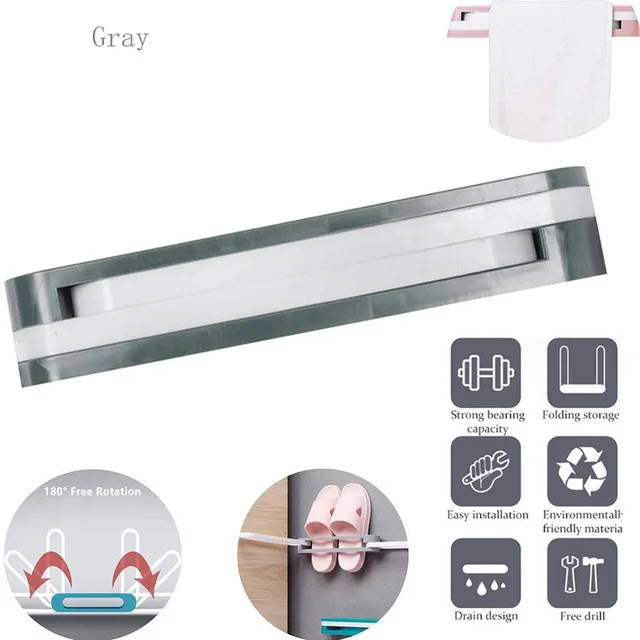 Bathroom Rack Wall Mounted Shoe Organizer Rack Folding Shoe Hanger Storage Holder for Bedroom Shower Room 3 in 1 Shoe Rack