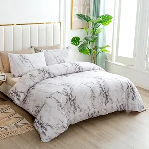 New Arrival 100% Polyester 85gsm Australia Marble Pattern Printed Quilt Cover Set 3pcs for King Queen Single and Twin Sizes