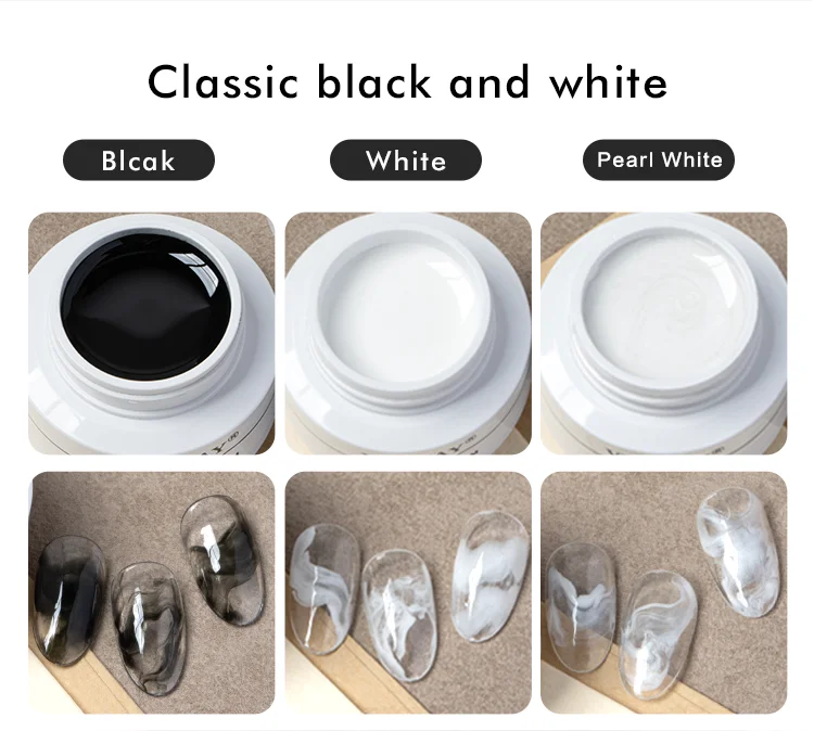 product vinimay new arrival diffusion gel black white pearl white three color air blooming gel matching reinforce base coat for nail art-4