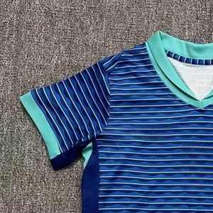 Retro Casual Jersey Quick Dry Sport Soccer Uniform Kids Kit Blue Stripe Soccer Football Uniform 100% Polyester Breathable