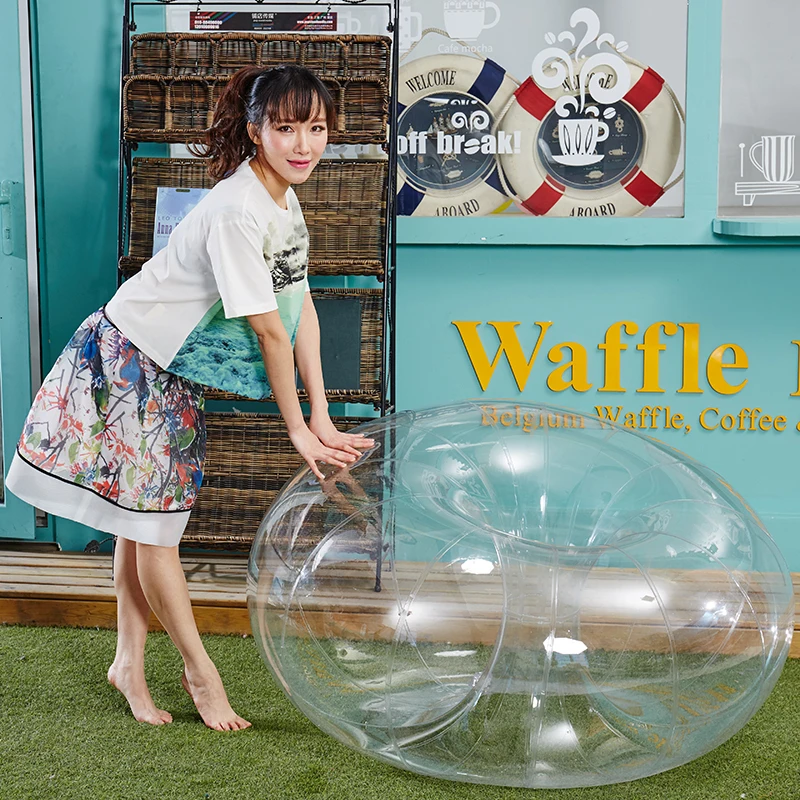 Transparent PVC Balloon Sofa 1m 0.2mm Material for Kids Play on Grass or Sitting Includes Air Blower Accessory