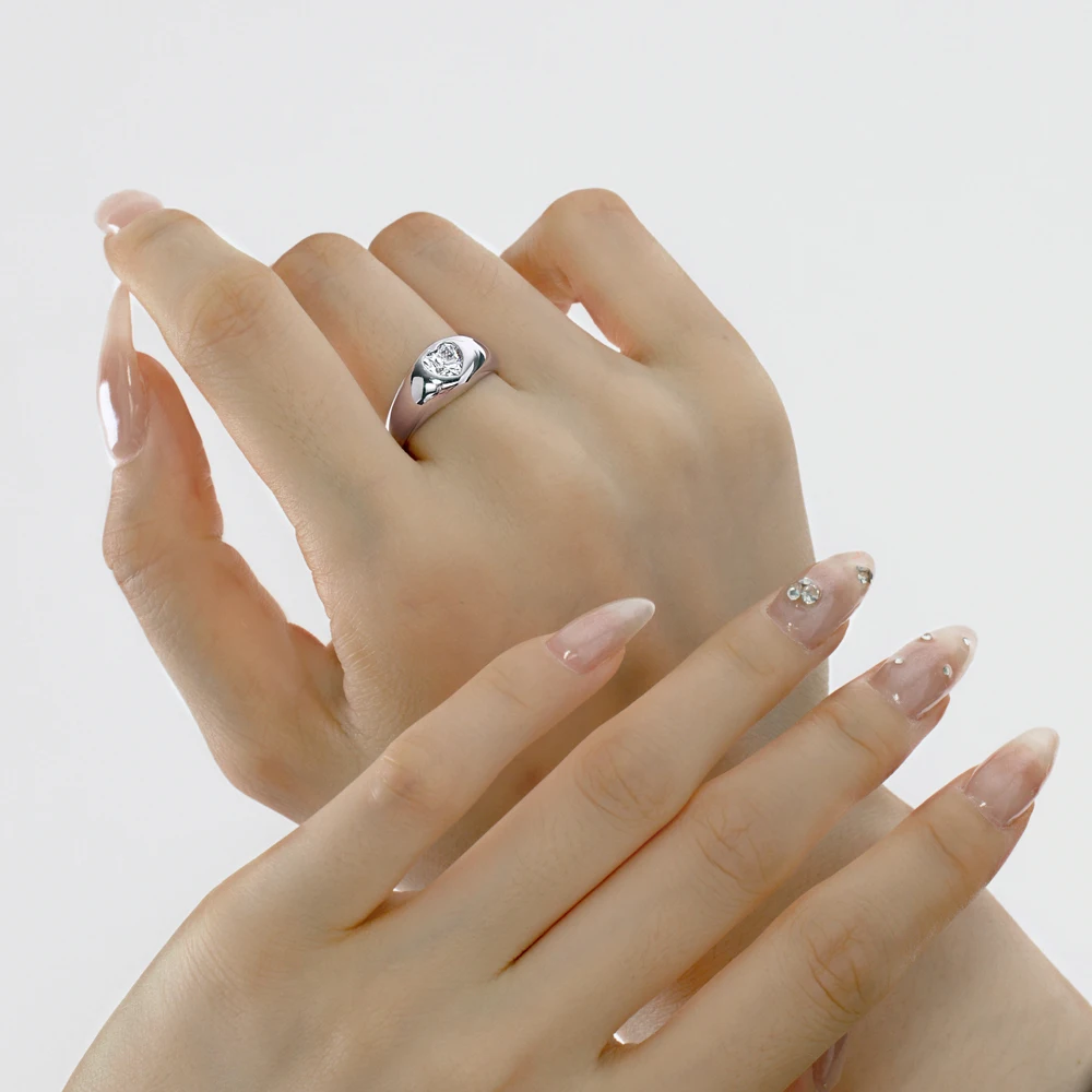 KAKODIY custom waterproof 925 Sterling Silver Cubic Zirconia heart ring Jewelry for Women gift 18K gold plated wedding ring detail 1