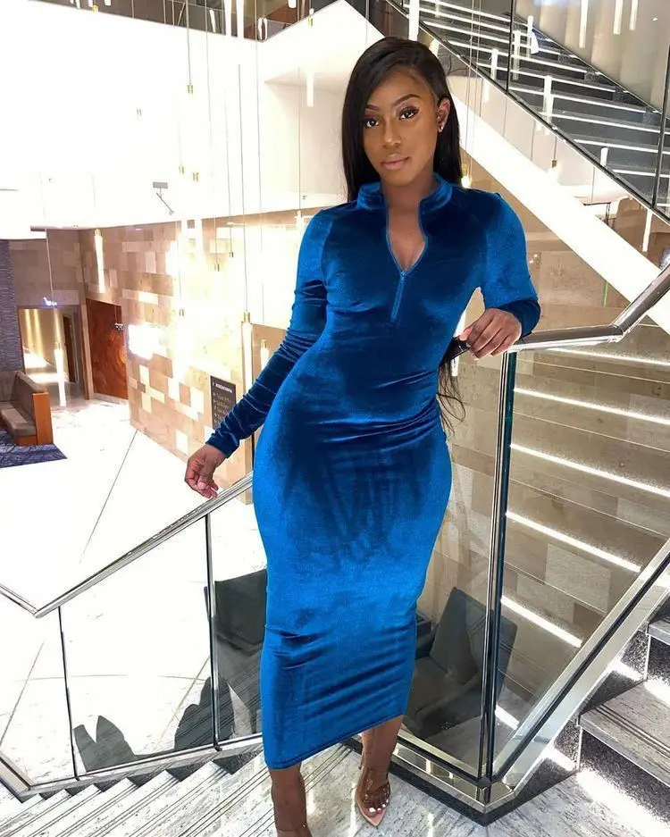 Hot Style Long Sleeve Dress Korean Zip 
