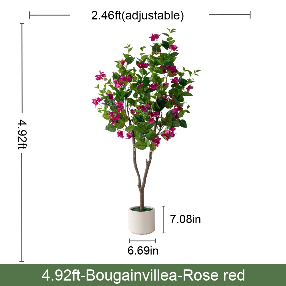 Natural Style Home Office Decor Artificial Bougainvillea PVC Green Plastic Pot Real Touch Leaves Artificial 180cm Fabric Wedding factory