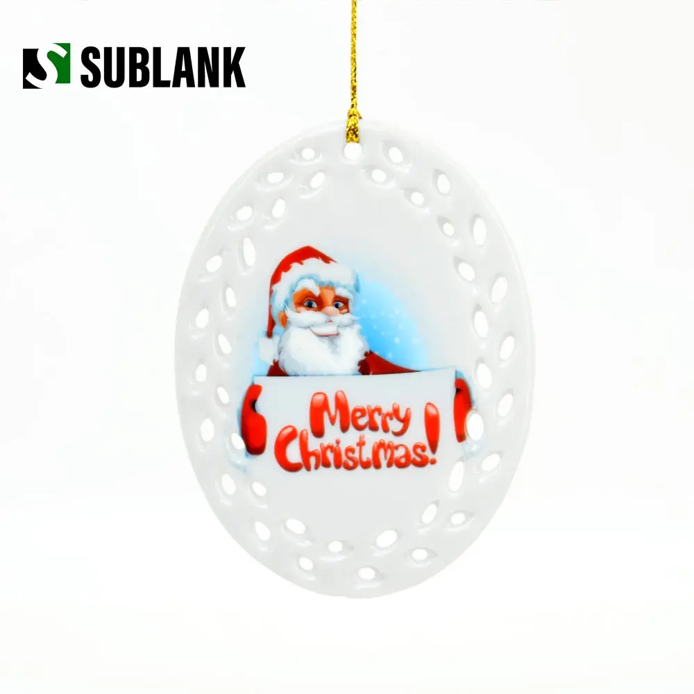 Пустые украшения, подвесные для украшений, рождественские сублимационные рождественские керамические Овальные Рисовые отверстия