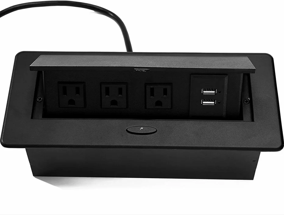 US Standard Conference Table Damped Soft Open Pop up Socket Floor Table Socket with 3AC Power Outlet 2 Usb Charging