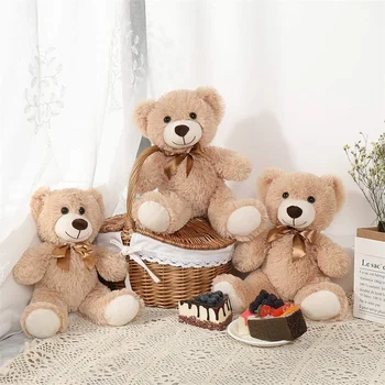 Manufacture custom logo bear toy 8 12 inch baby kid girls soft brown stuffed animal teddy bear plush toy