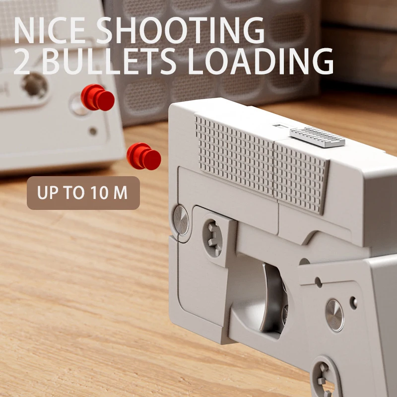 Folding Shell Ejecting Gun Tape Shape Pocket Shooting Fold Pistol Toys Soft Bullet Launch Card Gun