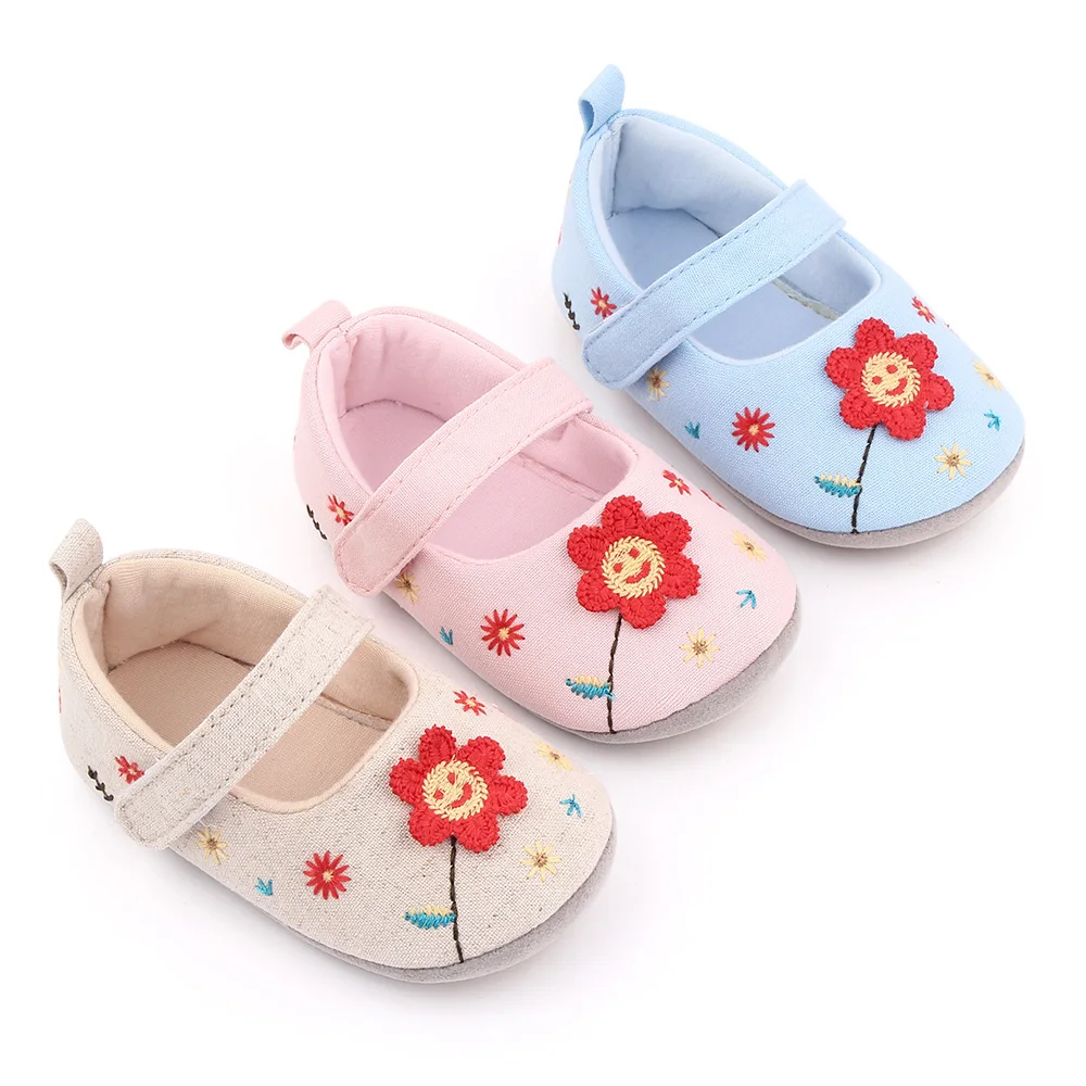 Wholesale newborn baby shoes girls beauty knitting flowers non-slip toddler shoes