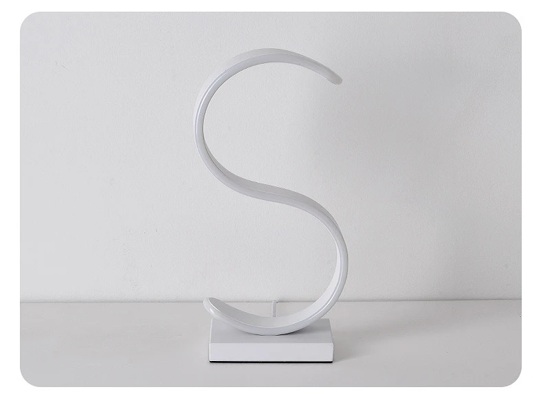 Modern creative S table lamp bedroom living room bedside warm home place S-shaped desk lamp