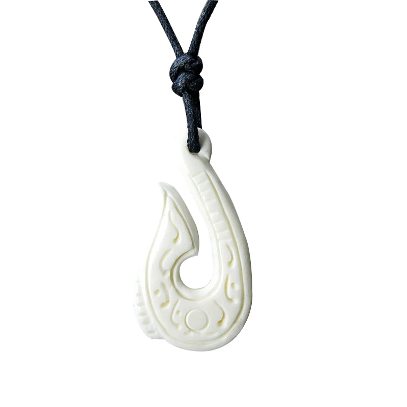 Hook White Tribal Hawaiian Ethnic Amulet DIY Jewelry Handmade Pendant Necklace 