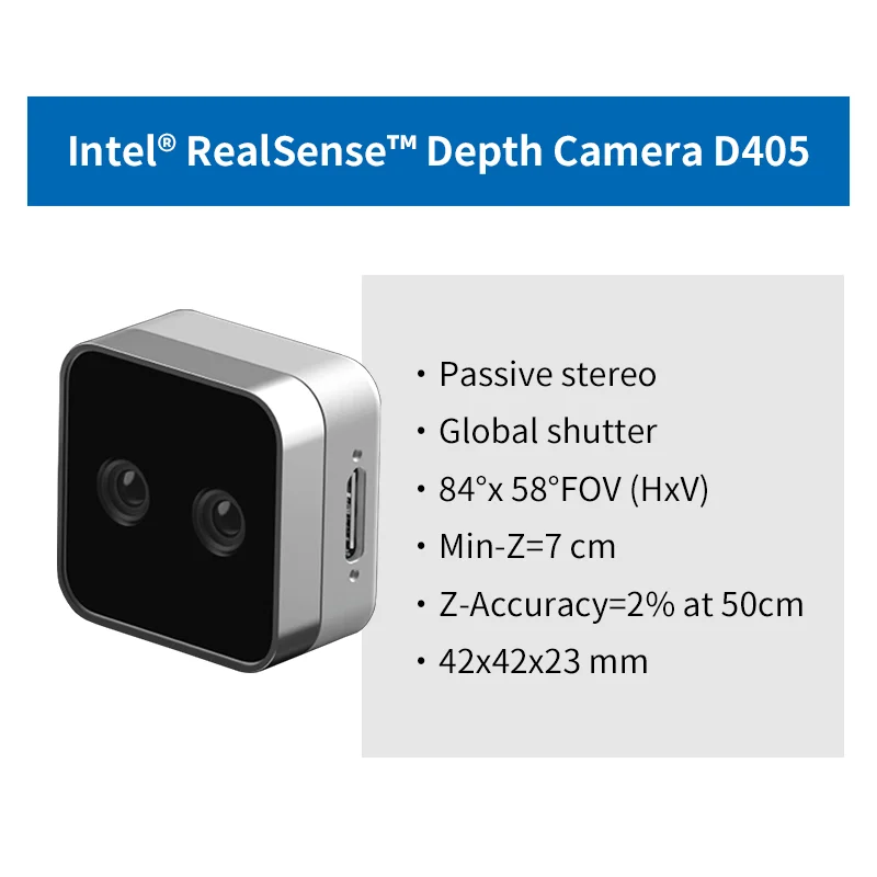 Realsense Depth 3D Sensing Camera D405 for Industrial IR Imaging