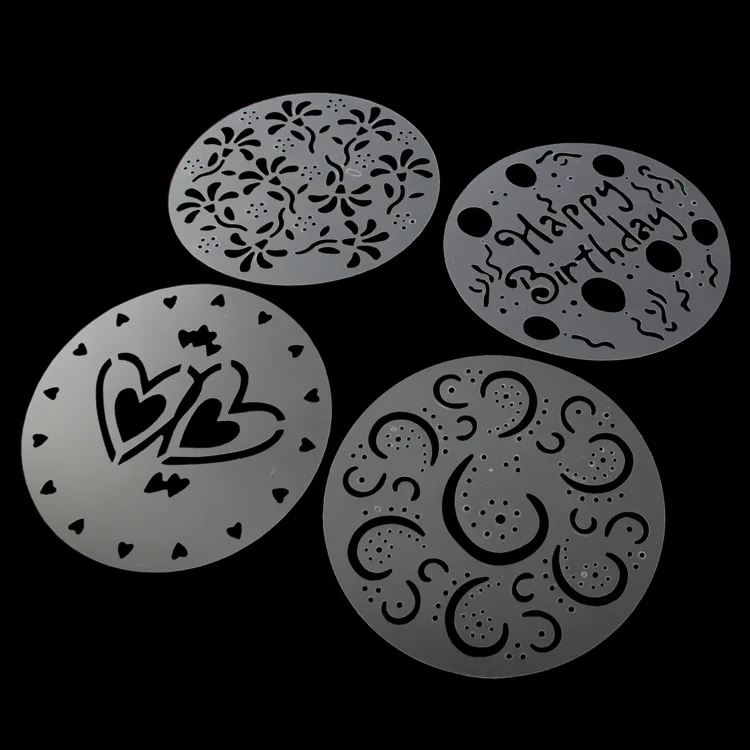 4pcs/Lot Plastic Cake Stencils Flower Spray Birthday Mold Decorating Bakery  Tools DIY Mould Fondant Template Kitchen Accessories