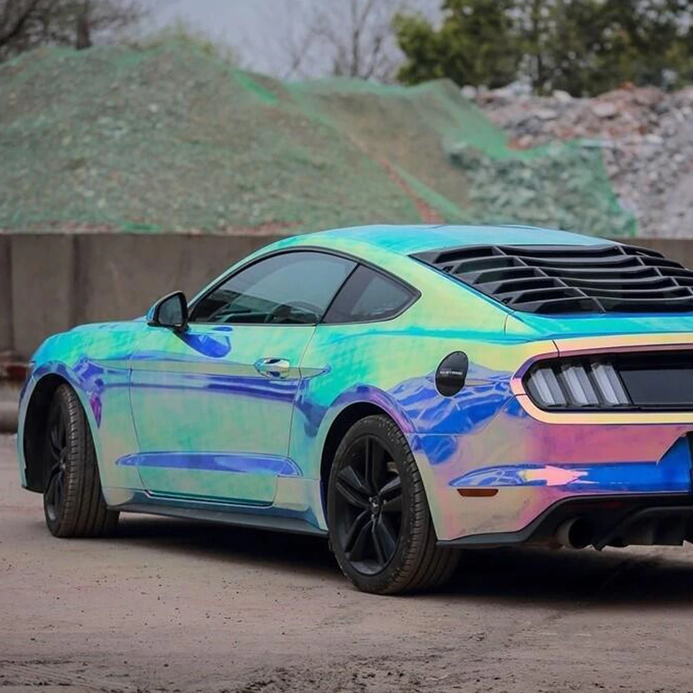 Chameleon Reflective Vinyl Car Wrap PET Chrome Hot Teal Pink Bubble-Free Film for Premium Custom Vehicle Wrapping