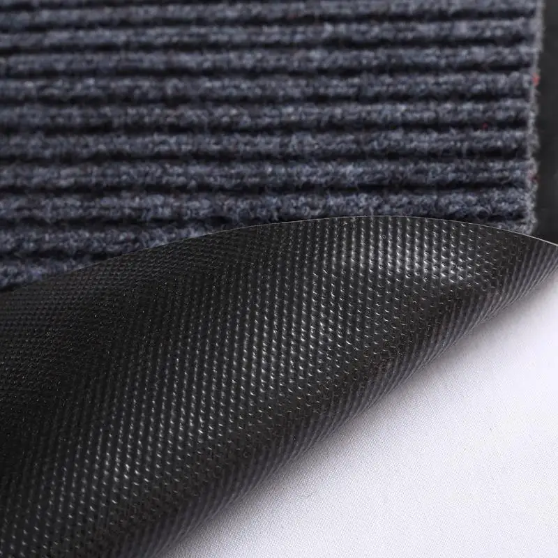 Double Ribbed Striped Non Slip PVC Backing Shoe Scraper Outdoor Entryway Welcome Door Mat