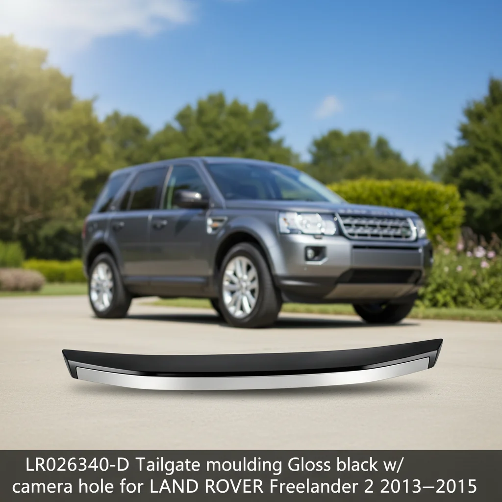LR026340-D Premium Replacement Part Tailgate Moulding Gloss Black W/ Camera Hole for LAND ROVER Freelander 2 2013-2015