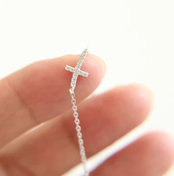 2022 fashion jewelry cute small cross connector thin chain 925 Sterling Silver cross necklace