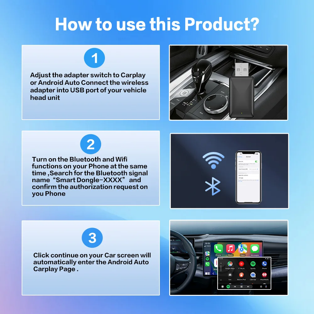 Wireless Car Play Usb Wifi Dongle For Iphone And Android Plug And Play ...