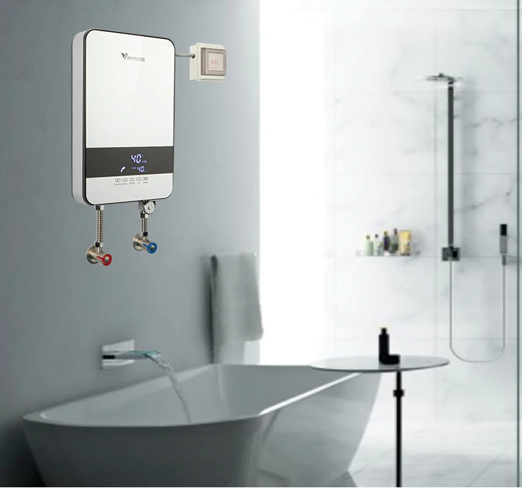 Hannover DHC Smart Energy-Saving IPX4 Waterproof Plastic Tankless Water Heater for Household Outdoor Hotel & Car Use LED Display