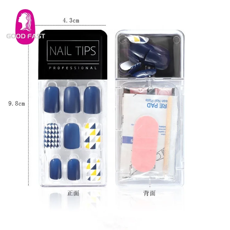 Оптовая продажа пресс на ногти кончики шпильки прямой длинный Маникюр искусственный предварительно склеенный без клея Ложные 3D дизайн ногтей наконечник Комплект