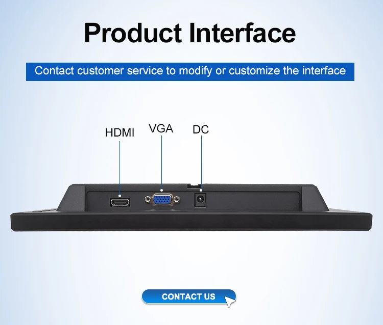11.6 Inch Industrial Monitor IPS IPS HD-MI VGA Square Screen Plastic TFT Display VESA Wall Mounted Industrial Monitor
