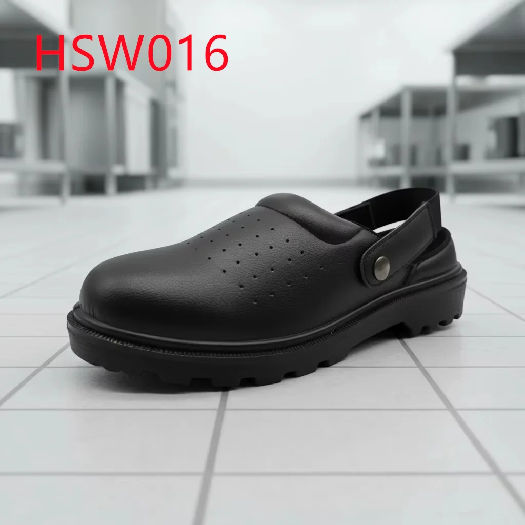 ZYF,Restaurant Kitchen Steel Toe Insert Easy Wear Safety Shoes Medical Laboratory Anti-germ Black/white Work slippers HSW016