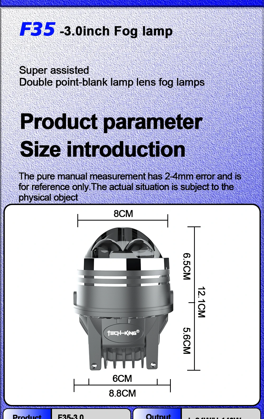 TECH-KING Custom 3.0 Inch Dual Beam Led Fog Lamp 12v 45w 70W 6000K Waterproof Universal Car Laser Fog Light 6000k Color Lens