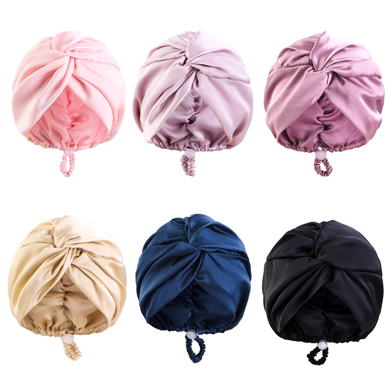 Adjustable Double Layer Satin Silk Sleep Bonnet for Women - Elastic ...