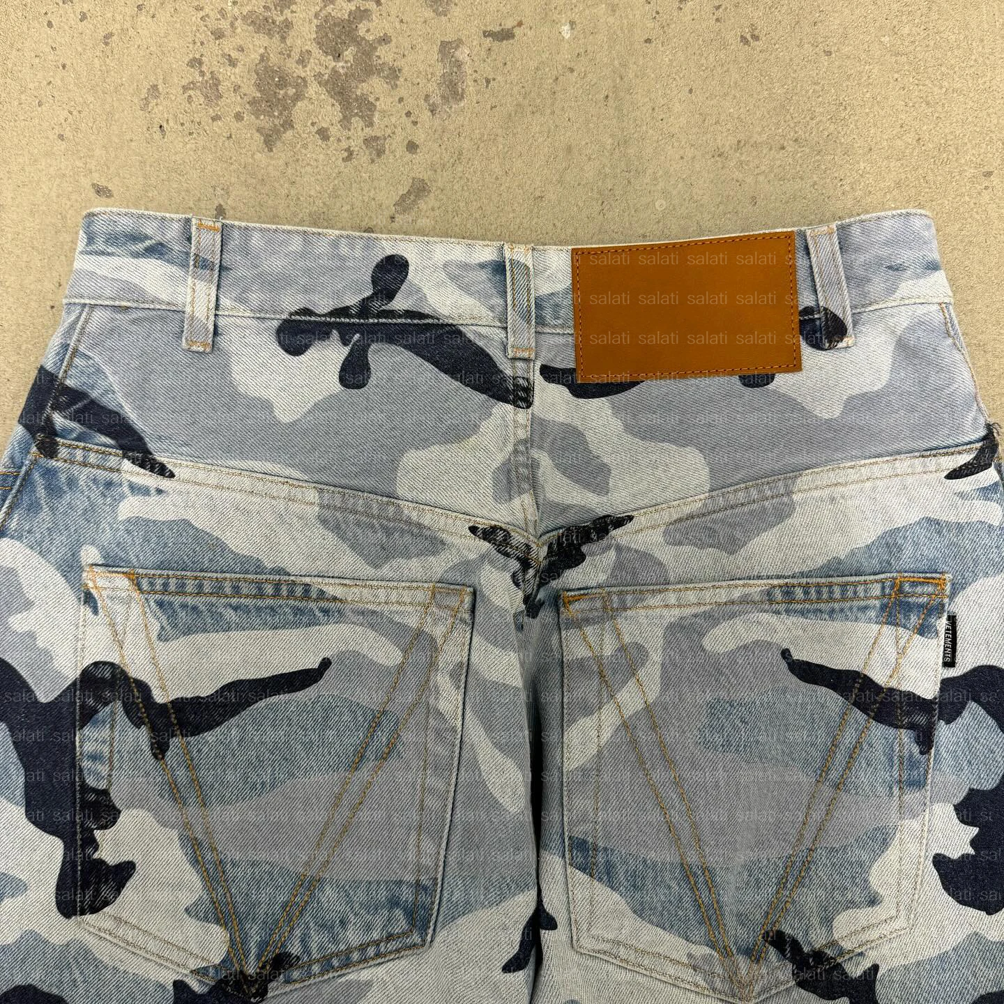Custom Streetwear Designer Cotton Wide Leg Oversized Baggy Camo Camouflage Vintage Flared Jeans Trousers Denim Pants Men gallery 3