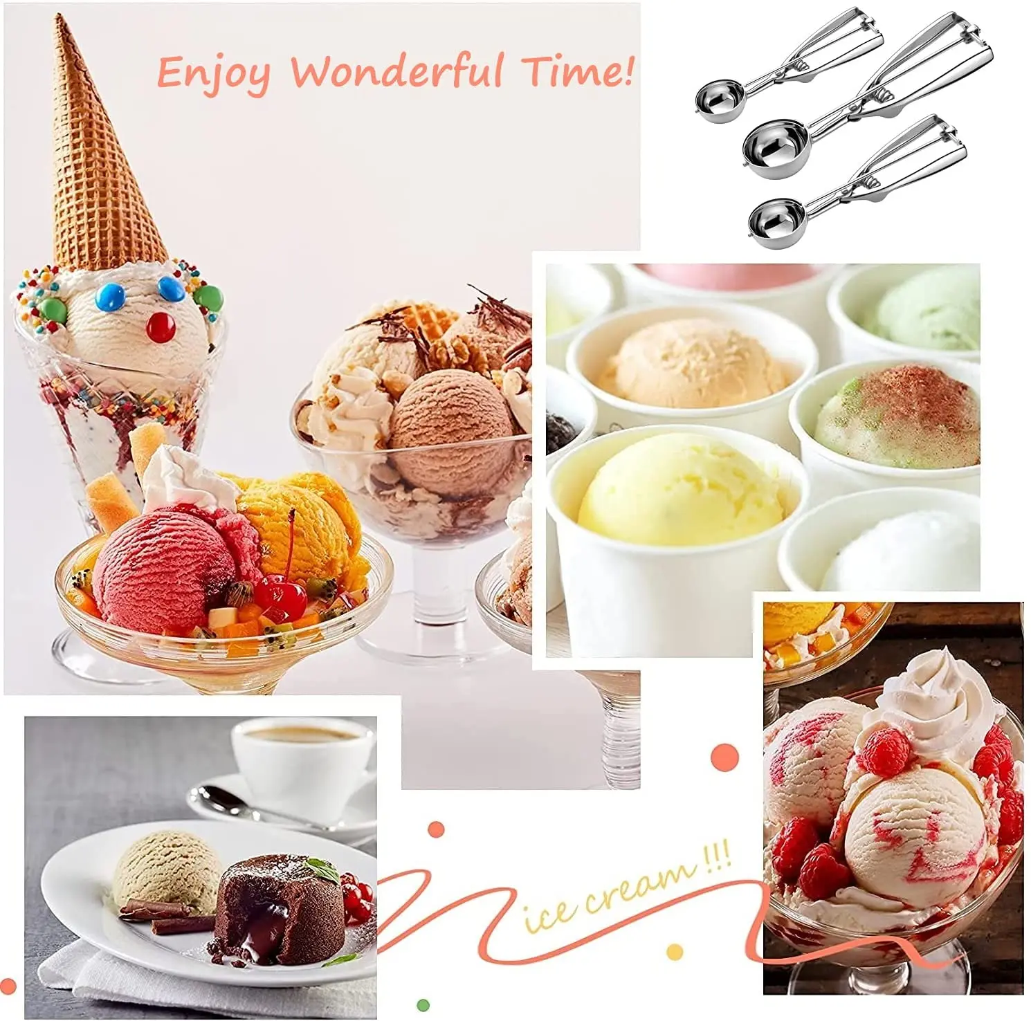 Buy Wholesale China Cookie Scoop Set, Ice Cream Scoops With Trigger,  Stainless Steel Cookie Scoops, Ice Cream Spoon & Ice Cream Scoop at USD 3